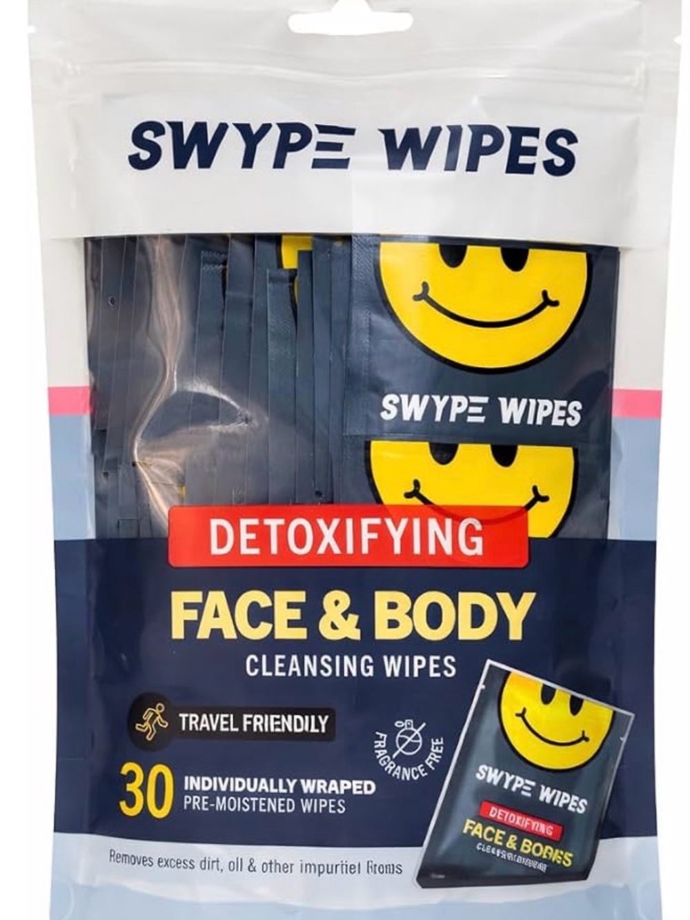 SWYPE WIPES Detoxifying Face & Body Cleansing Wipes - Navy & Yellow